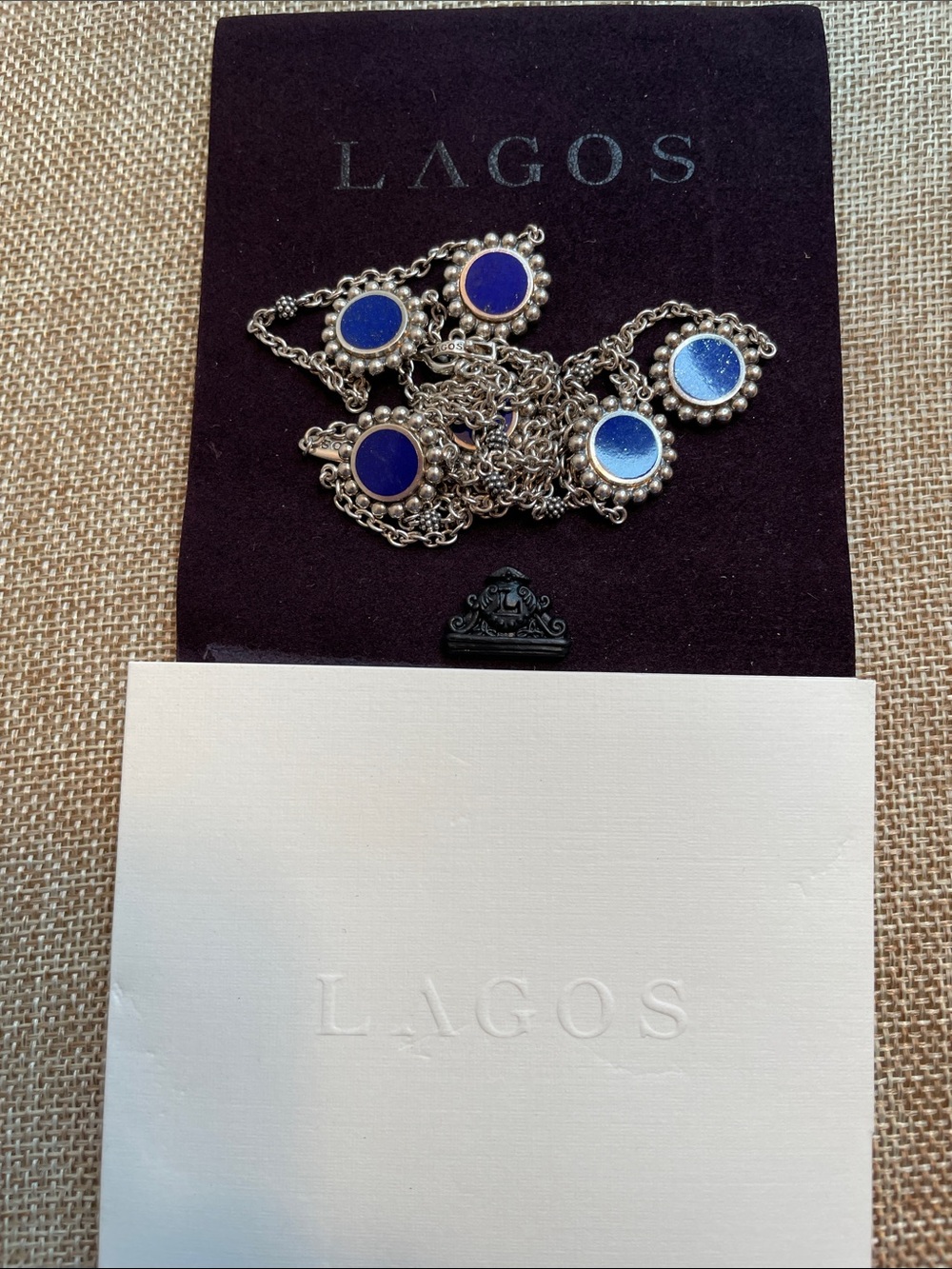 Lagos Lapis Lazuli Doublet Maya 6 Station Necklace, 35 1/2” Long - Picture 3 of 8